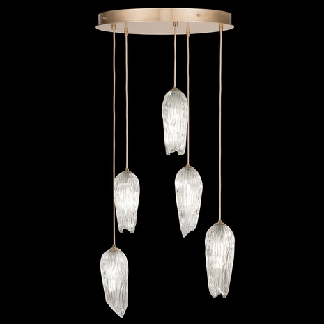 911540-2ST Fine Art Lamps 5 Light Las Olas 25" Round Pendant with Gold Finish