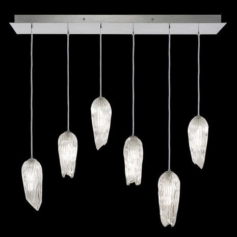 912040-1ST Fine Art Lamps 6 Light Las Olas 48" Rectangular Pendant with Silver Finish
