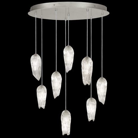 912140-1ST Fine Art Lamps 8 Light Las Olas 32" Round Pendant with Silver Finish
