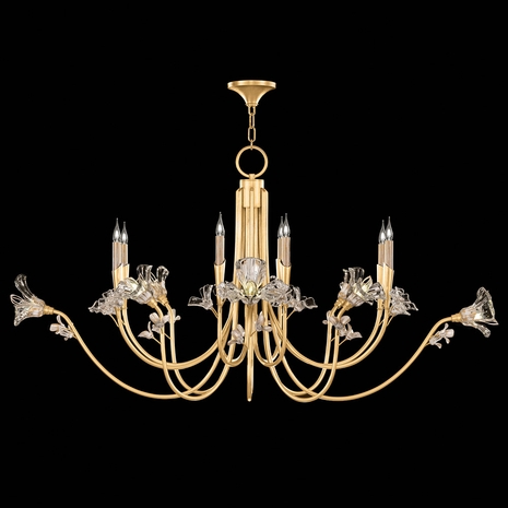 919140-2ST Fine Art Lamps 8 Light Azu 59" Oblong Chandelier with Gold Finish