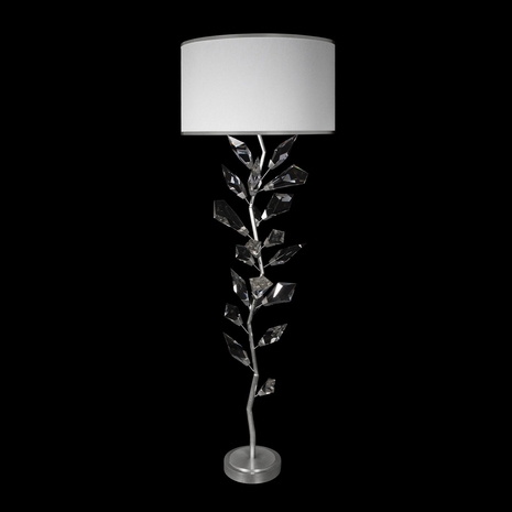909220-1 Fine Art Lighting Foret 71"H Floor Lamp with Silver Leaf w/White Shade Finish