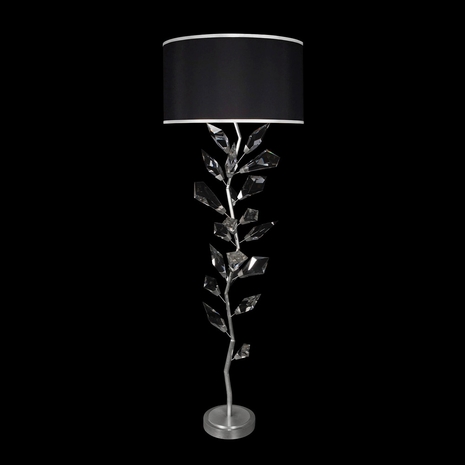 909220-11 Fine Art Lighting Foret 71"H Floor Lamp with Silver Leaf w/Black Fabric & Silver Inner Lining Shade Finish