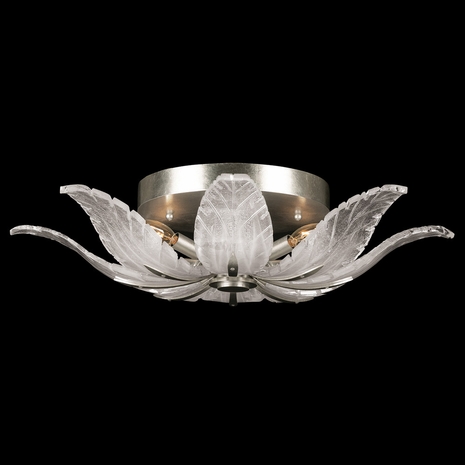 894140-11 Fine Art Lighting Plume 28"W Round Flush Mount with Silver/White "Plumes" Finish