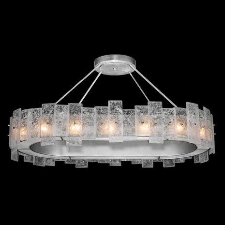 910540-1 Fine Art Lighting Lunea 44"W Oblong Pendant with Silver Finish