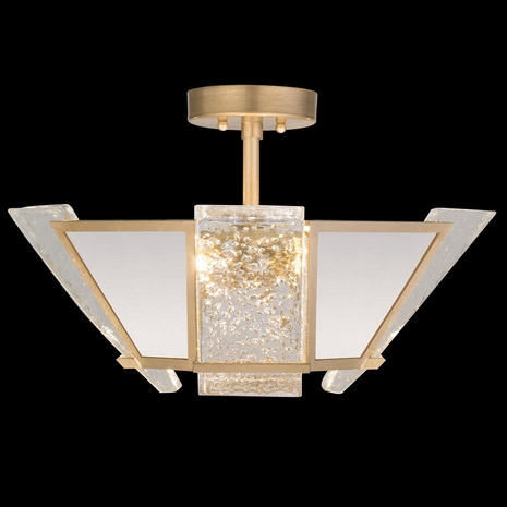 891340-21ST Fine Art Lamps 4 Light Crownstone 23" Square Semi-Flush Mount with Gold Finish