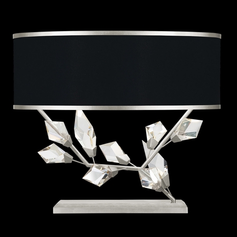 908610-11 Fine Art Lighting Foret 21.5"H RSF Table Lamp with Silver Leaf w/Black Fabric & Silver Inner Lining Shade Finish