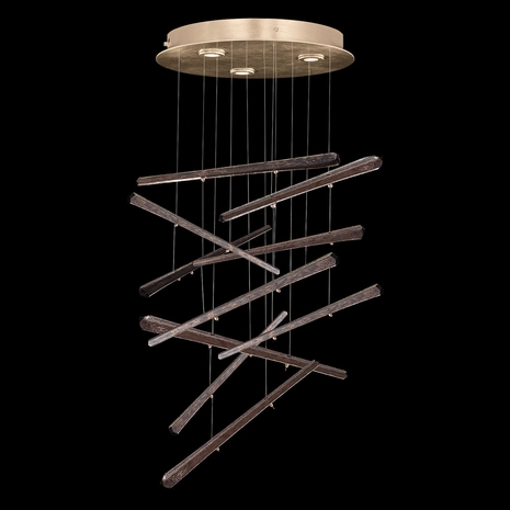 895640-251 Fine Art Lighting Elevate 23"W Round Pendant with Gold/Meteorite Spires Finish