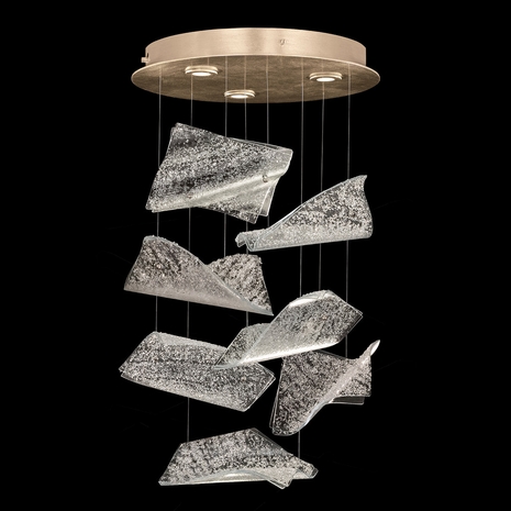 895640-261 Fine Art Lighting Elevate 23"W Round Pendant with Gold/Frozen Pages Finish