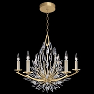 881140-1ST Fine Art Lamps 6 Light Lily Buds 34" Round Chandelier with Gold Finish