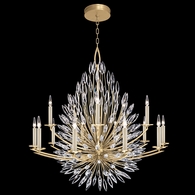 883340-1ST Fine Art Lamps 15 Light Lily Buds 50" Round Chandelier with Gold Finish