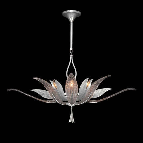 893740-1 Fine Art Lighting Plume 40"W Oblong Pendant with Silver/Dichroic "Plumes" Finish