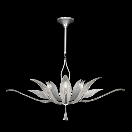 893740-11ST Fine Art Lighting Plume 40"W Oblong Pendant with Silver/White "Plumes" Finish