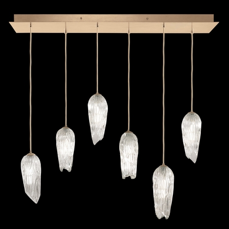 912040-2ST Fine Art Lamps 6 Light Las Olas 48" Rectangular Pendant with Gold Finish