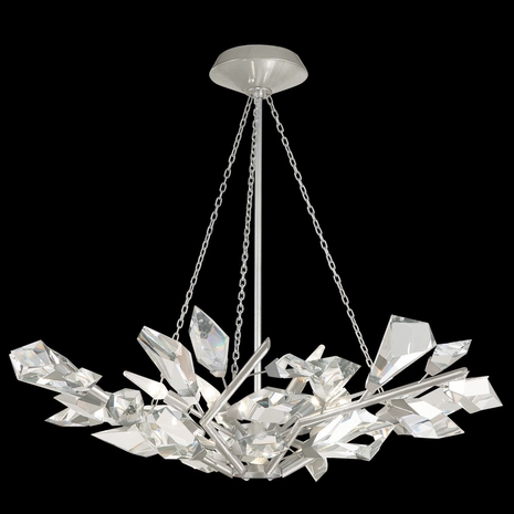 907840-1 Fine Art Lighting Foret 35.5"W Round Pendant with Silver Leaf Finish