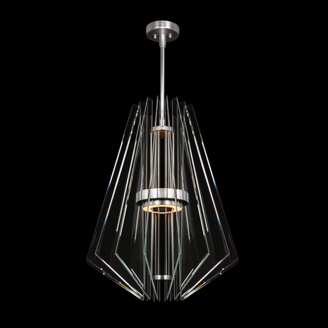 917040-1 Fine Art Lighting Newton 28"W Round Pendant with Silver/Down Glass Finish