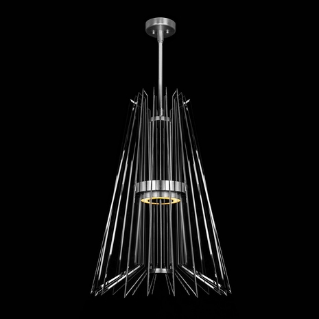 916940-1 Fine Art Lighting Newton 23.5"W Round Pendant with Silver/Down Glass Finish