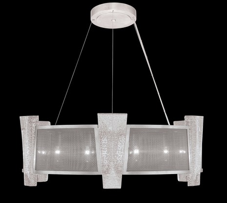 890840-12ST Fine Art Lamps 12 Light Crownstone 32" Round Pendant with Silver Finish