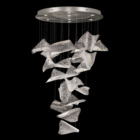 895840-161ST Fine Art Lighting Elevate 37.5"W Round Pendant with Silver/Frozen Pages Finish
