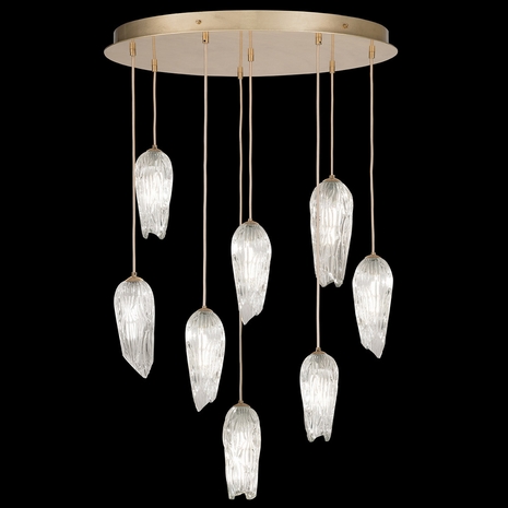 912140-2ST Fine Art Lamps 8 Light Las Olas 32" Round Pendant with Gold Finish
