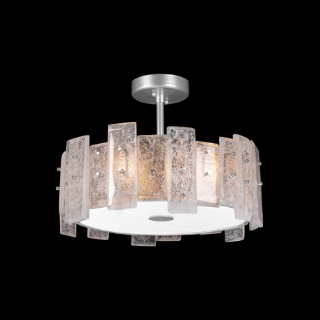 910640-1 Fine Art Lighting Lunea 22"W Round Semi-Flush Mount with Silver Finish
