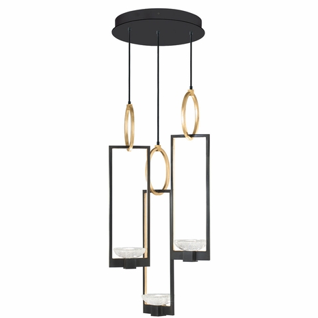 892940-3 Fine Art Lighting Delphi 18.75"W Round Pendant with Black/Gold Finish