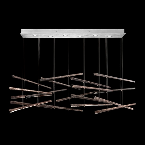 894840-152ST Fine Art Lighting Elevate 54"W Rectangular Pendant with Silver/Meteorite Spires Finish