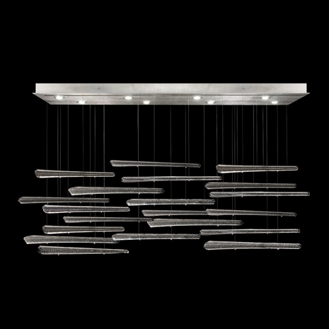 894840-142 Fine Art Lighting Elevate 54"W Rectangular Pendant with Silver/Ebony Stardust Spires Finish