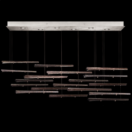 895140-151 Fine Art Lighting Elevate 59"W Rectangular Pendant with Silver/Meteorite Spires Finish