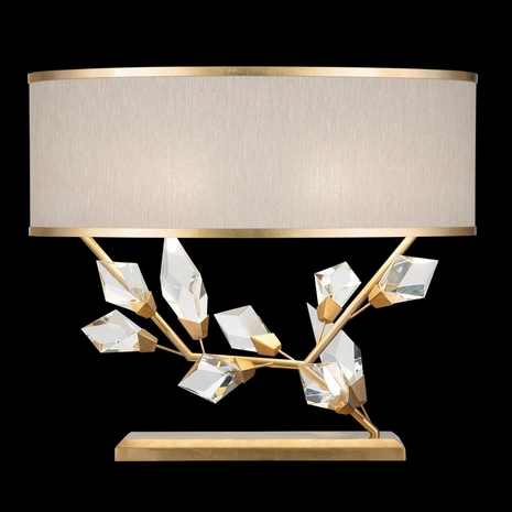 908610-2 Fine Art Lighting Foret 21.5"H RSF Table Lamp with Gold Leaf w/Champagne Fabric Shade Finish