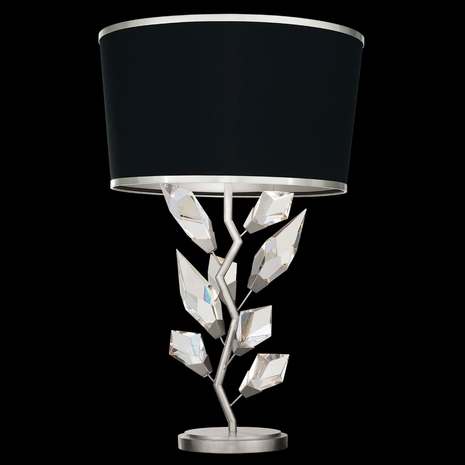 908010-11 Fine Art Lighting Foret 30"H Table Lamp with Silver Leaf w/Black Fabric & Silver Inner Lining Shade Finish