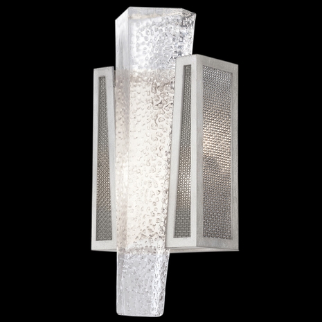 891150-12 Fine Art Lighting Crownstone 15"H Sconce with Silver w/Metal Mesh Inserts Finish
