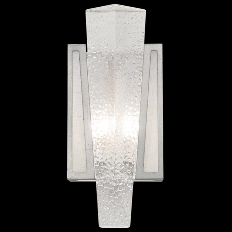 891150-11 Fine Art Lighting Crownstone 15"H Sconce with Silver w/Textured Linen Inserts Finish