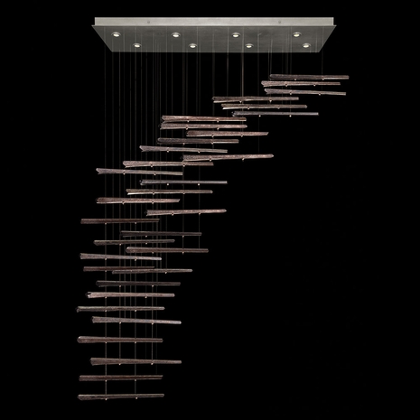 894840-151 Fine Art Lighting Elevate 62"W Rectangular Pendant with Silver/Meteorite Spires Finish