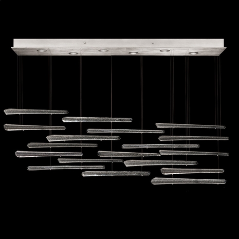 895140-141ST Fine Art Lighting Elevate 59"W Rectangular Pendant with Silver/Ebony Stardust Spires Finish