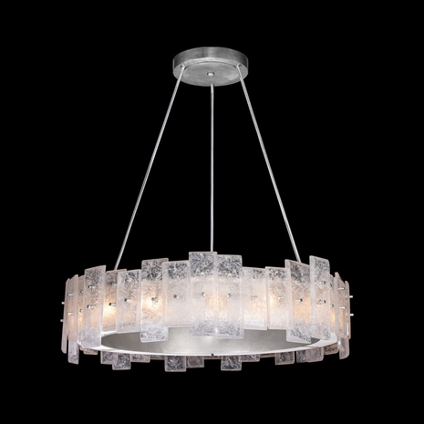 910340-1 Fine Art Lighting Lunea 33"W Round Pendant with Silver Finish