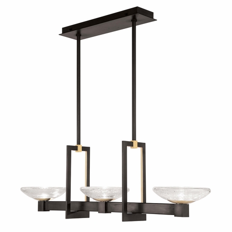 897040-3 Fine Art Lighting Delphi 48"W Linear Pendant with Black/Gold Finish