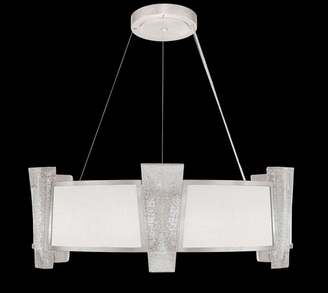 890840-11ST Fine Art Lamps 12 Light Crownstone 32" Round Pendant with Silver Finish