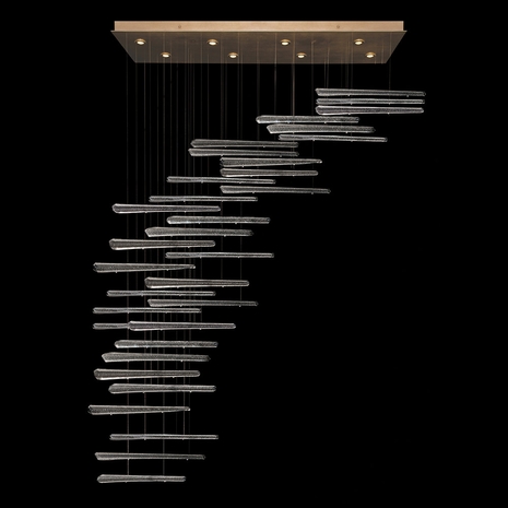 894840-241 Fine Art Lighting Elevate 62"W Rectangular Pendant with Gold/Ebony Stardust Spires Finish