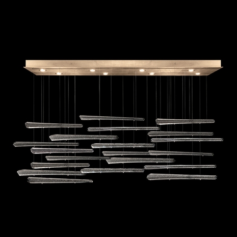 894840-242 Fine Art Lighting Elevate 54"W Rectangular Pendant with Gold/Ebony Stardust Spires Finish