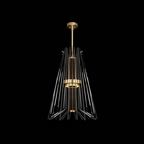 916940-2 Fine Art Lighting Newton 23.5"W Round Pendant with Gold/Down Glass Finish