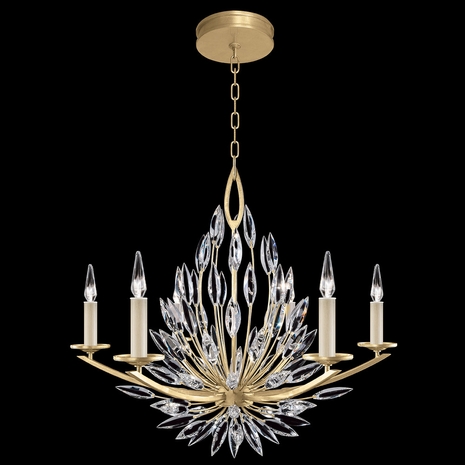 881140-1ST Fine Art Lamps 6 Light Lily Buds 34" Round Chandelier with Gold Finish