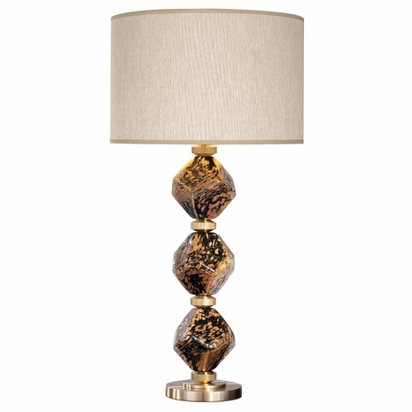 900010-32 Fine Art Lighting Natural Inspirations 30.5"H Table Lamp with Black & Gold Blown Glass w/Beige Shade Finish