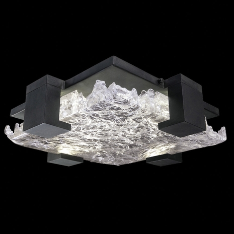 895440-11 Fine Art Lighting Terra 16.75"W Square Flush Mount with Black/Clear Glass Finish