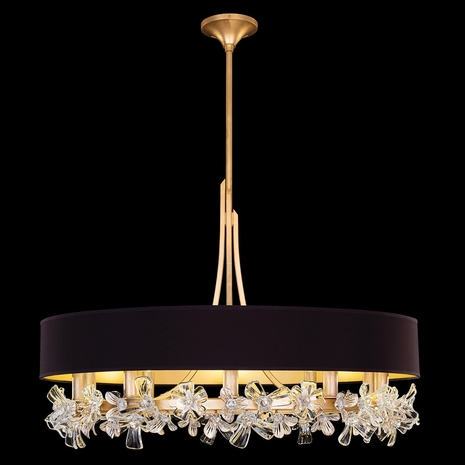 915240-23ST Fine Art Lighting Azu 34.5"W Round Chandelier with Gold Leaf w/Black Fabric & Gold Inner Lining Shades Finish