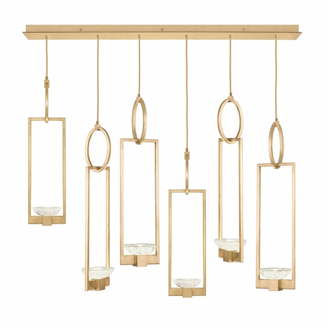 893140-2 Fine Art Lighting Delphi 48"W Rectangular Pendant with Gold Finish