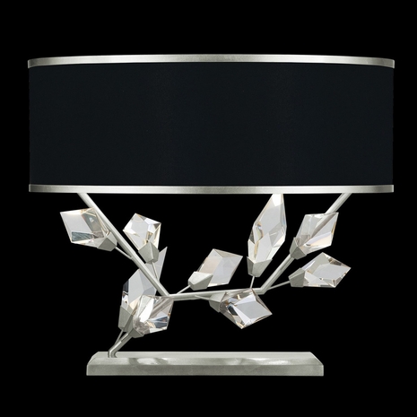 908510-11 Fine Art Lighting Foret 21.5"H LSF Table Lamp with Silver Leaf w/Black Fabric & Silver Inner Lining Shade Finish