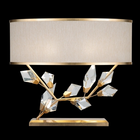 908510-2 Fine Art Lighting Foret 21.5"H LSF Table Lamp with Gold Leaf w/Champagne Fabric Shade Finish