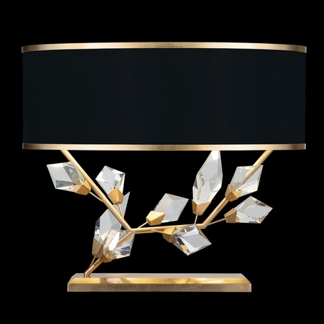 908510-21 Fine Art Lighting Foret 21.5"H LSF Table Lamp with Gold Leaf w/Black Fabric & Gold Inner Lining Shades Finish