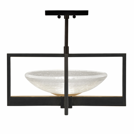 896440-3ST Fine Art Lighting Delphi 18"W Round Semi-Flush Mount with Black/Gold Finish