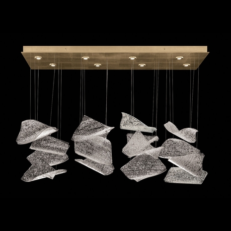894840-262ST Fine Art Lighting Elevate 54"W Rectangular Pendant with Gold/Frozen Pages Finish